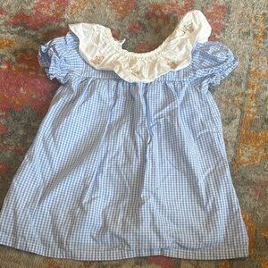 Stitch Fish Kids Dress with White Collar and Dog Birthday Embroidery